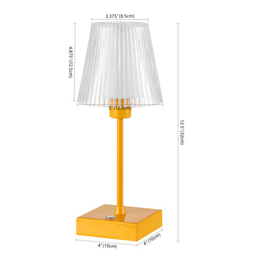 Oscar 12.5" Modern Industrial Rechargeable/Cordless Iron/Acrylic Integrated LED Table Lamp with Ribbed Shade - JONATHAN Y